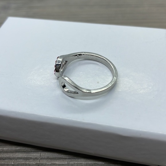 Pink Rhinestone Silver Adjustable Ring - Picture 3 of 8